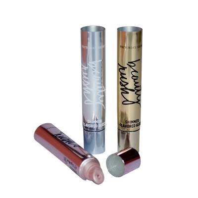 custom luxury cosmetic packaging aluminum laminated empty lip gloss tubes with metal screw cap